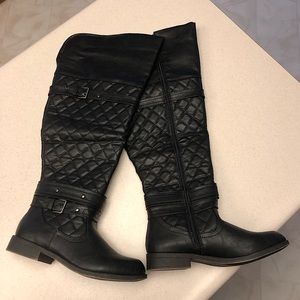 JustFab NWOT Faux Leather Quilted Riding Boots